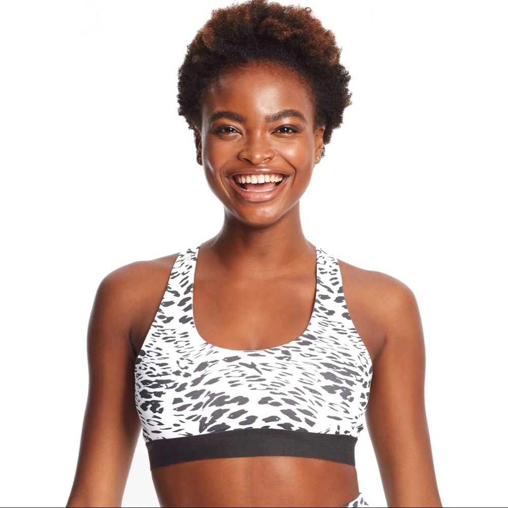 Maidenform black & white animal print Sporty Racerback Sports Bra